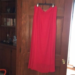 Red long length summer skirt.
